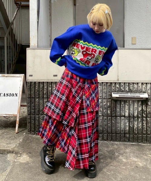 キャンディーストリッパー　スカート セール】OVERLAP CHECK PLEATS スカート（スカート）｜Candy