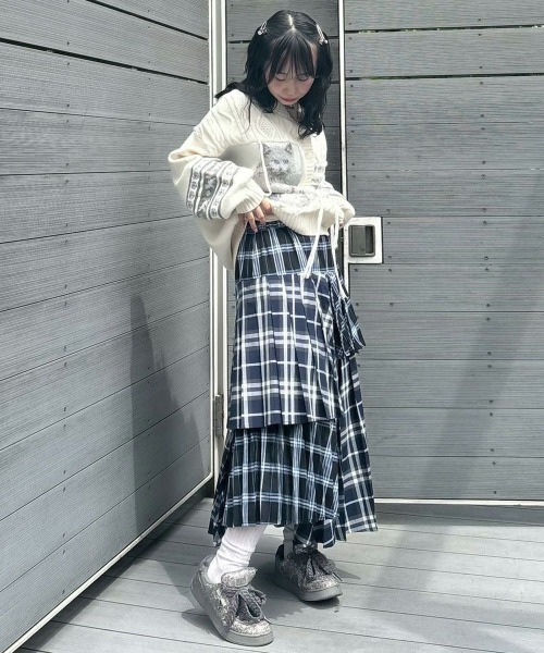 Candy Stripper(キャンディストリッパー)の「OVERLAP CHECK PLEATS スカート(スカート・レディース・ネイビー/レッド/ブルー・FREE)」の20枚目の写真