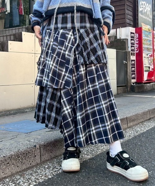 セール】OVERLAP CHECK PLEATS スカート（スカート）｜Candy Stripper