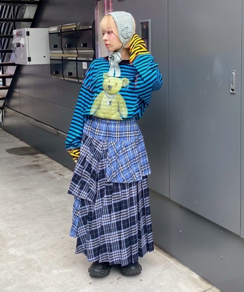 Candy Stripper(キャンディストリッパー)の「OVERLAP CHECK PLEATS スカート(スカート・レディース・ネイビー/レッド/ブルー・FREE)」の5枚目の写真