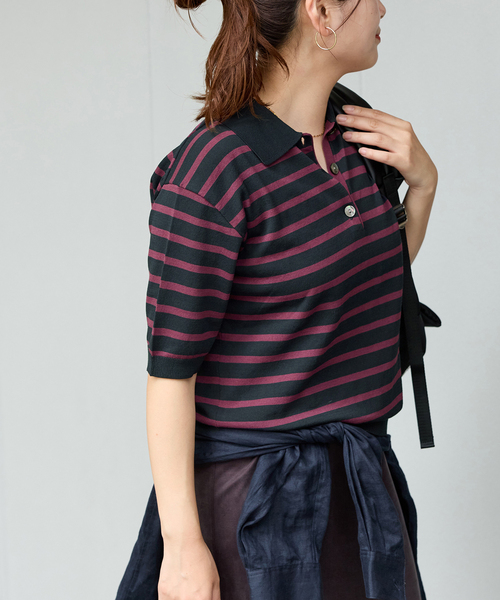JOURNAL STANDARD（ジャーナルスタンダード）の「【&FUNCTION】 【接触冷感・UVカット】ポロシャツ（ニット/セーター・レディース・ブラック/ネイビー・FREE）」の5枚目の写真