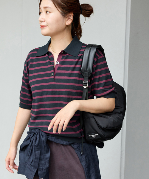 JOURNAL STANDARD（ジャーナルスタンダード）の「【&FUNCTION】 【接触冷感・UVカット】ポロシャツ（ニット/セーター・レディース・ブラック/ネイビー・FREE）」の7枚目の写真