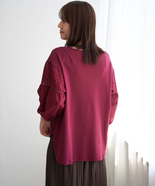 ikka（イッカ）の「【親子コーデ】袖キカレース切り替えプルオーバー（Tシャツ/カットソー・レディース・ワイン/ブラック/オフホワイト・L/M/S）」の18枚目の写真