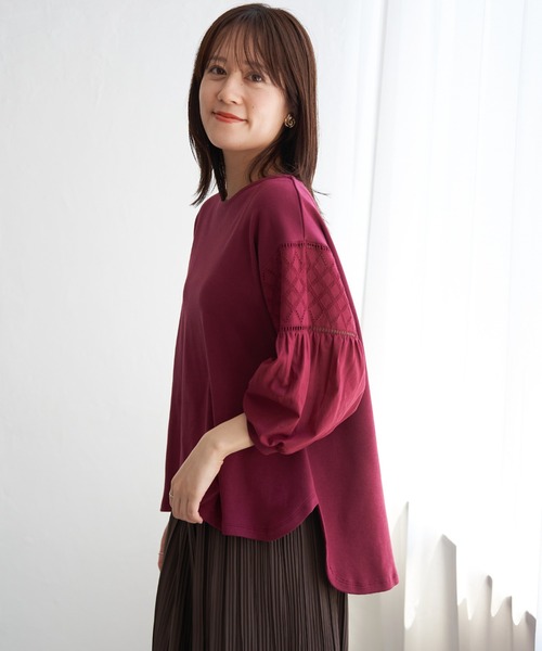 ikka（イッカ）の「【親子コーデ】袖キカレース切り替えプルオーバー（Tシャツ/カットソー・レディース・ワイン/ブラック/オフホワイト・L/M/S）」の19枚目の写真