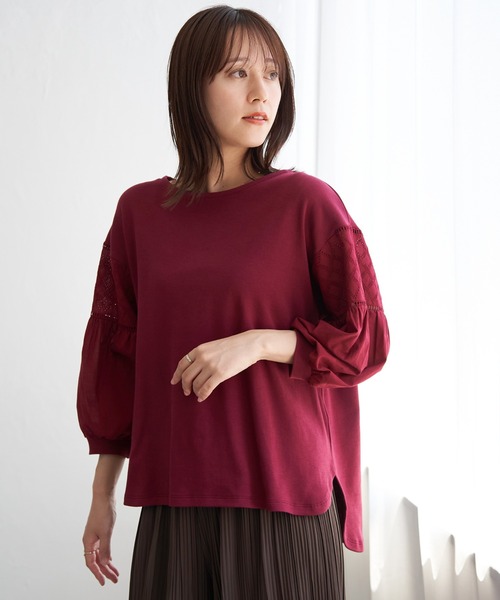 ikka（イッカ）の「【親子コーデ】袖キカレース切り替えプルオーバー（Tシャツ/カットソー・レディース・ワイン/ブラック/オフホワイト・L/M/S）」の17枚目の写真