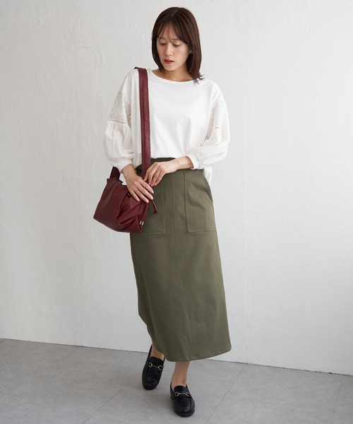 ikka（イッカ）の「【親子コーデ】袖キカレース切り替えプルオーバー（Tシャツ/カットソー・レディース・ワイン/ブラック/オフホワイト・L/M/S）」の8枚目の写真