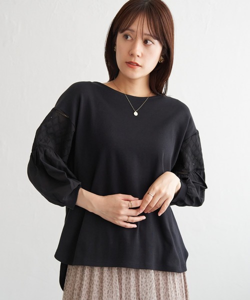 ikka（イッカ）の「【親子コーデ】袖キカレース切り替えプルオーバー（Tシャツ/カットソー・レディース・ワイン/ブラック/オフホワイト・L/M/S）」の15枚目の写真