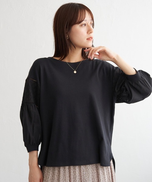 ikka（イッカ）の「【親子コーデ】袖キカレース切り替えプルオーバー（Tシャツ/カットソー・レディース・ワイン/ブラック/オフホワイト・L/M/S）」の16枚目の写真