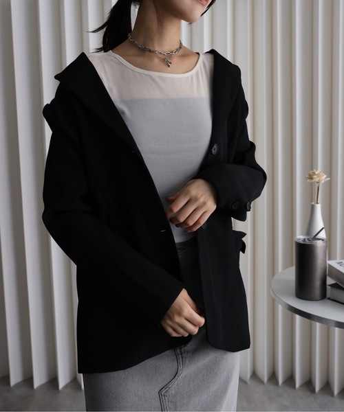 YENNA（イェンナ）の「バックシャンテーラードジャケット（テーラードジャケット・レディース・チャコールグレー/ブラック・FREE）」の10枚目の写真