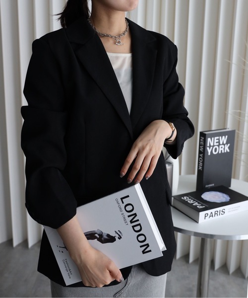 YENNA（イェンナ）の「バックシャンテーラードジャケット（テーラードジャケット・レディース・チャコールグレー/ブラック・FREE）」の16枚目の写真