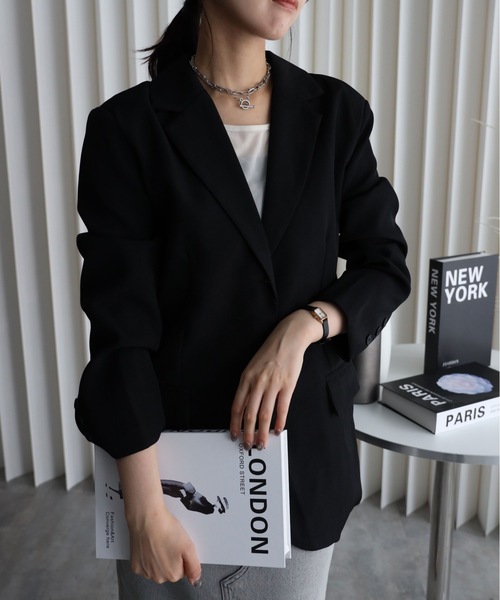 YENNA（イェンナ）の「バックシャンテーラードジャケット（テーラードジャケット・レディース・チャコールグレー/ブラック・FREE）」の15枚目の写真