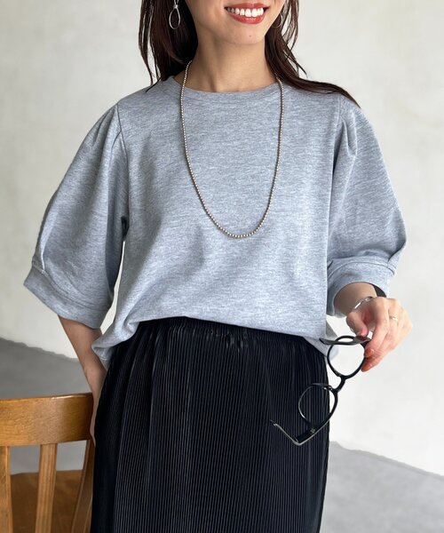 Chez toi（シェトワ）の「パフ5分袖スウェット（Tシャツ/カットソー・レディース・ピンク/グレー/ブラック・FREE）」の3枚目の写真