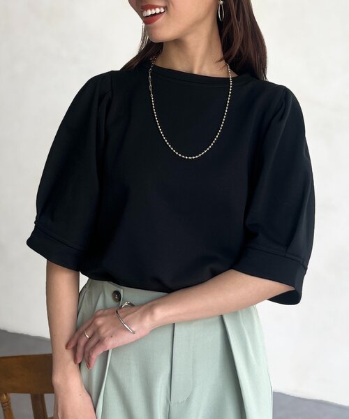 Chez toi（シェトワ）の「パフ5分袖スウェット（Tシャツ/カットソー・レディース・ピンク/グレー/ブラック・FREE）」の17枚目の写真