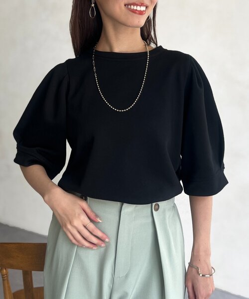 Chez toi（シェトワ）の「パフ5分袖スウェット（Tシャツ/カットソー・レディース・ピンク/グレー/ブラック・FREE）」の19枚目の写真