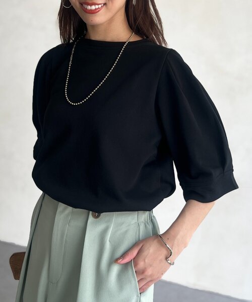 Chez toi（シェトワ）の「パフ5分袖スウェット（Tシャツ/カットソー・レディース・ピンク/グレー/ブラック・FREE）」の20枚目の写真