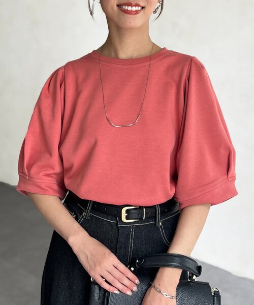 Chez toi（シェトワ）の「パフ5分袖スウェット（Tシャツ/カットソー・レディース・ピンク/グレー/ブラック・FREE）」の5枚目の写真