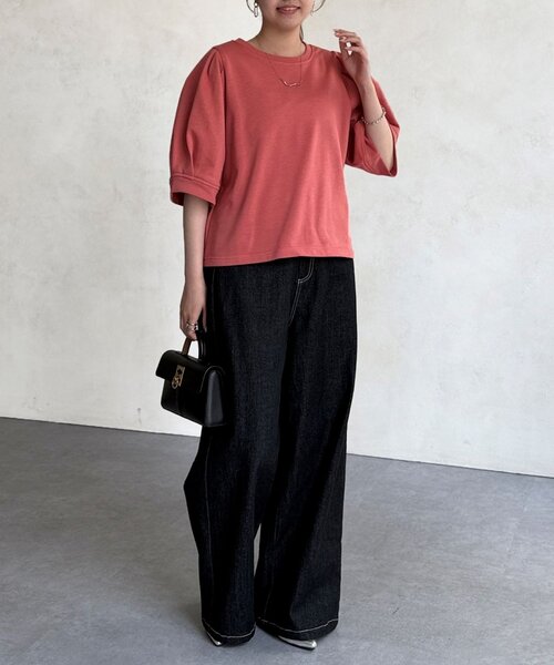 Chez toi（シェトワ）の「パフ5分袖スウェット（Tシャツ/カットソー・レディース・ピンク/グレー/ブラック・FREE）」の14枚目の写真