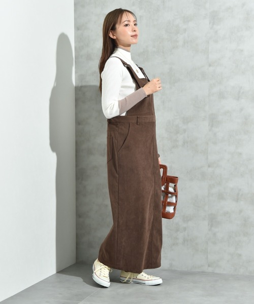 INTERPLANET（インタープラネット）の「ストレッチコーデュロイジャンスカ（ジャンパースカート・レディース・ダークブラウン/ライトベージュ・FREE）」の7枚目の写真