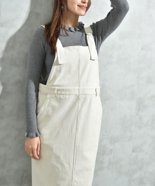 INTERPLANET（インタープラネット）の「ストレッチコーデュロイジャンスカ（ジャンパースカート・レディース・ダークブラウン/ライトベージュ・FREE）」の20枚目の写真