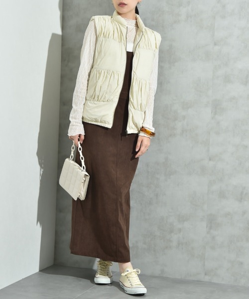 INTERPLANET（インタープラネット）の「ストレッチコーデュロイジャンスカ（ジャンパースカート・レディース・ダークブラウン/ライトベージュ・FREE）」の15枚目の写真