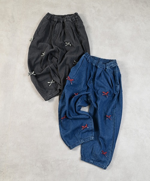 MARKEY'S（マーキーズ）の「[再入荷]リボンいっぱいデニムバレルパンツ（デニムパンツ・キッズ・ブルー/ブラック・80/90/95/100/110/120/130/140/150）」の12枚目の写真