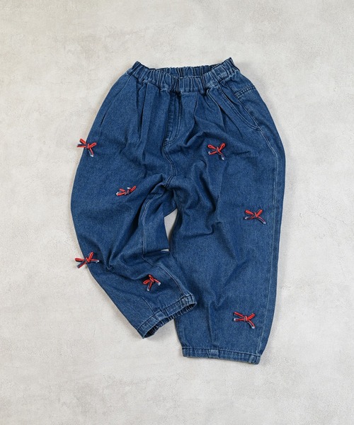 MARKEY'S（マーキーズ）の「[再入荷]リボンいっぱいデニムバレルパンツ（デニムパンツ・キッズ・ブルー/ブラック・80/90/95/100/110/120/130/140/150）」の14枚目の写真