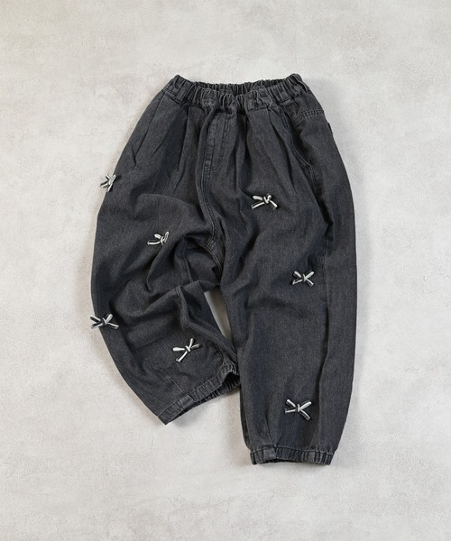 MARKEY'S（マーキーズ）の「[再入荷]リボンいっぱいデニムバレルパンツ（デニムパンツ・キッズ・ブルー/ブラック・80/90/95/100/110/120/130/140/150）」の13枚目の写真