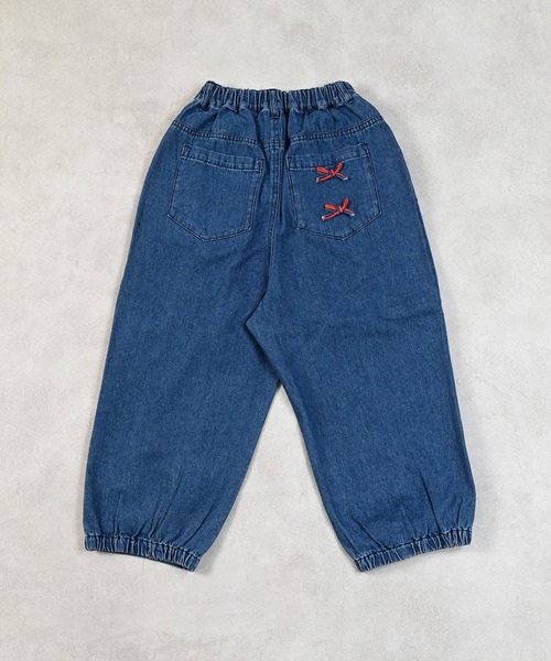 MARKEY'S（マーキーズ）の「[再入荷]リボンいっぱいデニムバレルパンツ（デニムパンツ・キッズ・ブルー/ブラック・80/90/95/100/110/120/130/140/150）」の16枚目の写真
