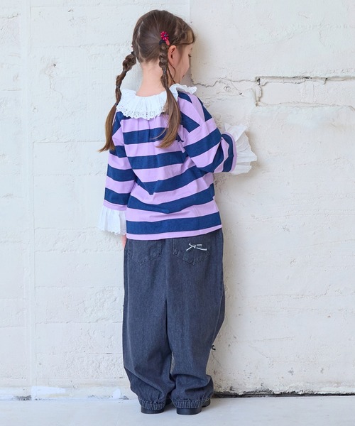 MARKEY'S（マーキーズ）の「[再入荷]リボンいっぱいデニムバレルパンツ（デニムパンツ・キッズ・ブルー/ブラック・80/90/95/100/110/120/130/140/150）」の8枚目の写真