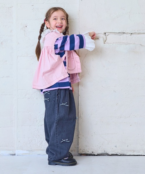 MARKEY'S（マーキーズ）の「[再入荷]リボンいっぱいデニムバレルパンツ（デニムパンツ・キッズ・ブルー/ブラック・80/90/95/100/110/120/130/140/150）」の11枚目の写真
