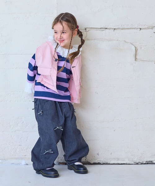 MARKEY'S（マーキーズ）の「[再入荷]リボンいっぱいデニムバレルパンツ（デニムパンツ・キッズ・ブルー/ブラック・80/90/95/100/110/120/130/140/150）」の9枚目の写真