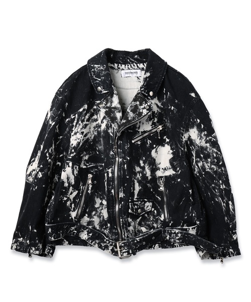 DISCOVERED(ディスカバード)の「BLACK BLEACH W RIDERS BLOUSON(ライダースジャケット・メンズ・ホワイト/ブラック・1/3)」の2枚目の写真