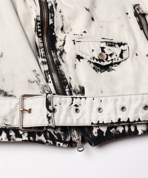 DISCOVERED(ディスカバード)の「BLACK BLEACH W RIDERS BLOUSON(ライダースジャケット・メンズ・ホワイト/ブラック・1/3)」の12枚目の写真