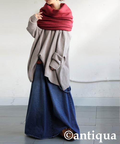 antiqua(アンティカ)の「2WAYスヌード(ネックウォーマー/スヌード・レディース・パープル/レッド/グレー/ブラック・ONESIZE)」の20枚目の写真
