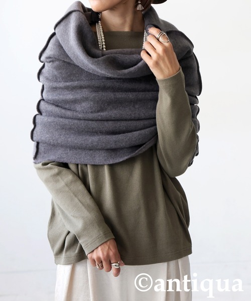 antiqua(アンティカ)の「2WAYスヌード(ネックウォーマー/スヌード・レディース・パープル/レッド/グレー/ブラック・ONESIZE)」の14枚目の写真