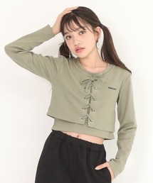 PINKHUNT（ピンクハント）の「PINKHUNT ピンクハント タンクトップ付き レースアップカーディガン 0874K（カーディガン/ボレロ・キッズ）」