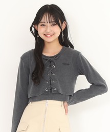 PINKHUNT（ピンクハント）の「PINKHUNT ピンクハント タンクトップ付き レースアップカーディガン 0874K（カーディガン/ボレロ・キッズ）」