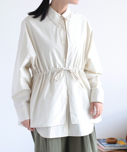 cepo(セポ)の「2枚重ねレイヤードブラウジングシャツブラウス(シャツ/ブラウス・レディース・サックスブルー/チャコール/オフホワイト・M)」の2枚目の写真