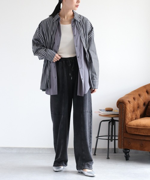 cepo(セポ)の「2枚重ねレイヤードブラウジングシャツブラウス(シャツ/ブラウス・レディース・サックスブルー/チャコール/オフホワイト・M)」の15枚目の写真