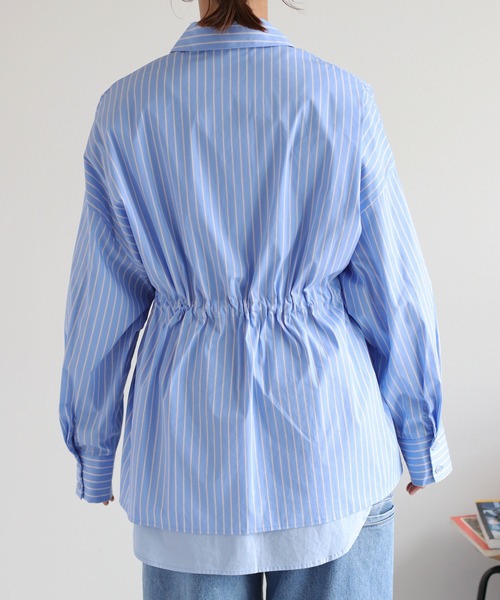 cepo(セポ)の「2枚重ねレイヤードブラウジングシャツブラウス(シャツ/ブラウス・レディース・サックスブルー/チャコール/オフホワイト・M)」の11枚目の写真