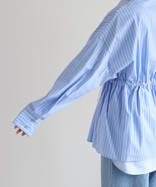 cepo(セポ)の「2枚重ねレイヤードブラウジングシャツブラウス(シャツ/ブラウス・レディース・サックスブルー/チャコール/オフホワイト・M)」の13枚目の写真