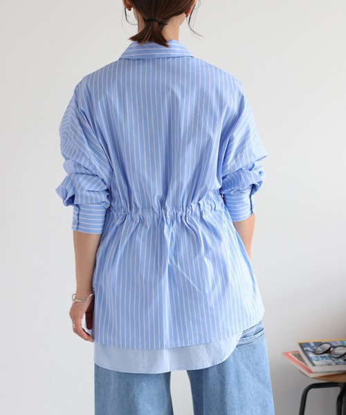 cepo(セポ)の「2枚重ねレイヤードブラウジングシャツブラウス(シャツ/ブラウス・レディース・サックスブルー/チャコール/オフホワイト・M)」の8枚目の写真