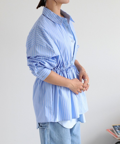 cepo(セポ)の「2枚重ねレイヤードブラウジングシャツブラウス(シャツ/ブラウス・レディース・サックスブルー/チャコール/オフホワイト・M)」の7枚目の写真