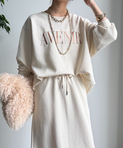 DouDou（ドゥドゥ）の「セットアップラグランロゴ刺繍プルオーバー（Tシャツ/カットソー・レディース・アイボリー/カーキ/ブラック・FREE）」の2枚目の写真