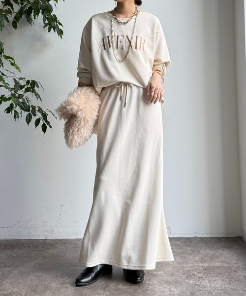 DouDou（ドゥドゥ）の「セットアップラグランロゴ刺繍プルオーバー（Tシャツ/カットソー・レディース・アイボリー/カーキ/ブラック・FREE）」の4枚目の写真