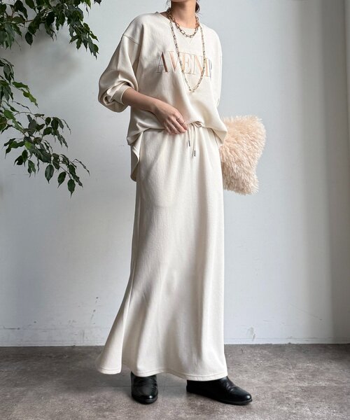 DouDou（ドゥドゥ）の「セットアップラグランロゴ刺繍プルオーバー（Tシャツ/カットソー・レディース・アイボリー/カーキ/ブラック・FREE）」の5枚目の写真