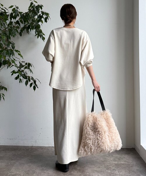 DouDou（ドゥドゥ）の「セットアップラグランロゴ刺繍プルオーバー（Tシャツ/カットソー・レディース・アイボリー/カーキ/ブラック・FREE）」の7枚目の写真