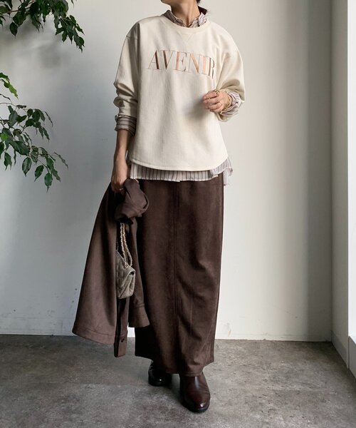 DouDou（ドゥドゥ）の「セットアップラグランロゴ刺繍プルオーバー（Tシャツ/カットソー・レディース・アイボリー/カーキ/ブラック・FREE）」の9枚目の写真