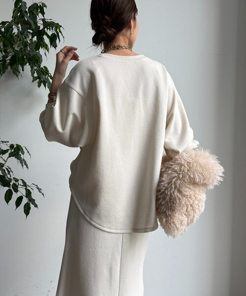 DouDou（ドゥドゥ）の「セットアップラグランロゴ刺繍プルオーバー（Tシャツ/カットソー・レディース・アイボリー/カーキ/ブラック・FREE）」の11枚目の写真