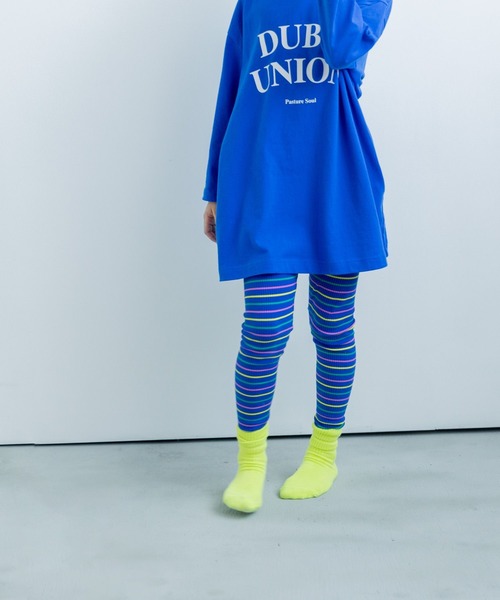 LOWRYS FARM（ローリーズファーム）の「ボーダーリブレギンス　 581346（レギンス/スパッツ・キッズ・レッド系/マルチ/イエロー×グレー/グレー系/ネイビー系/ネイビー/ブルー系/ピンク系/オレンジ系/ブラック×ホワイト・100cm/110cm/120cm/130cm）」の6枚目の写真